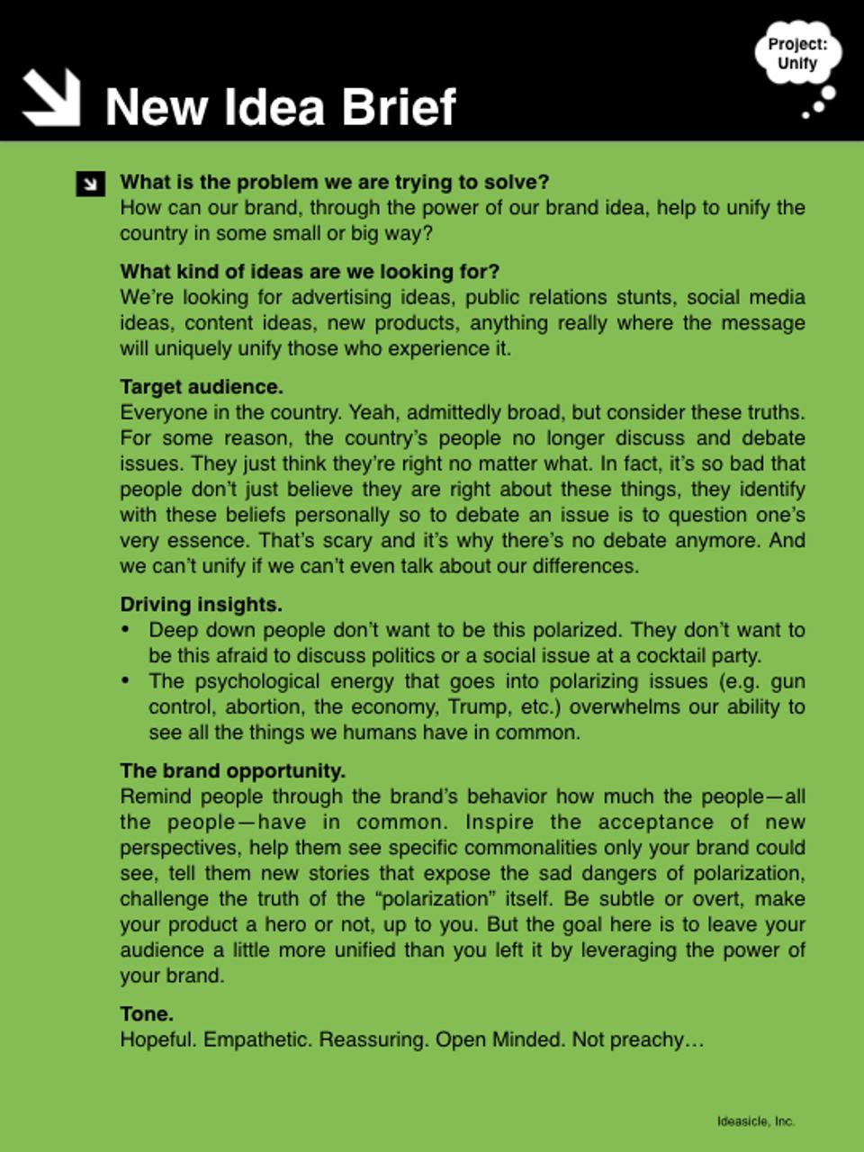 Project Unify Creative Brief