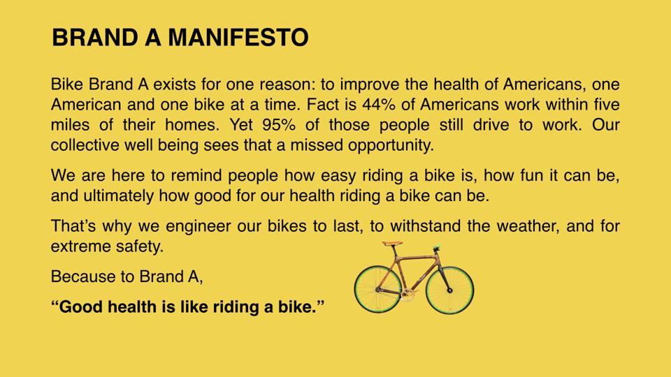 Manifesto for a bike company.
