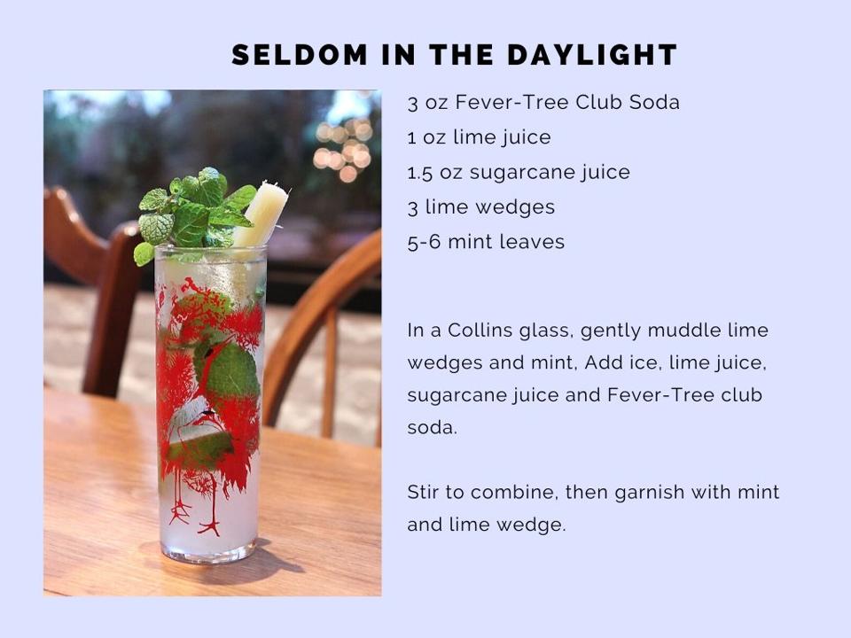 The Seldom In Daylight is a light Mojito-inspired non-alcoholic cocktail.