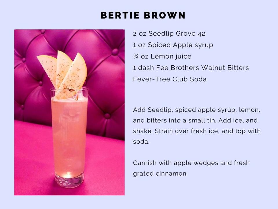 The Bertie Brown features spiced apple syrup and a dash of walnut bitters.