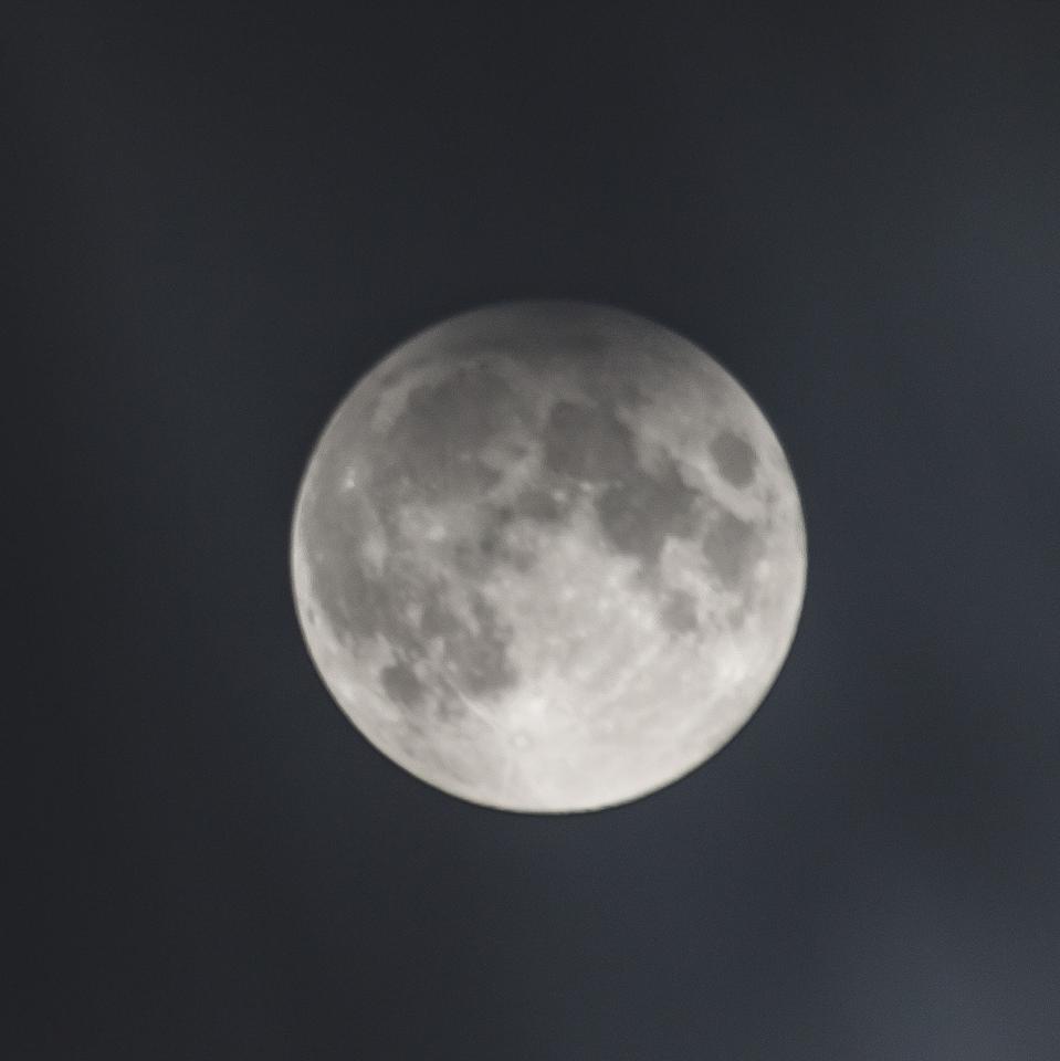 A penumbral lunar eclipse from Cardiff, Wales in 2017.