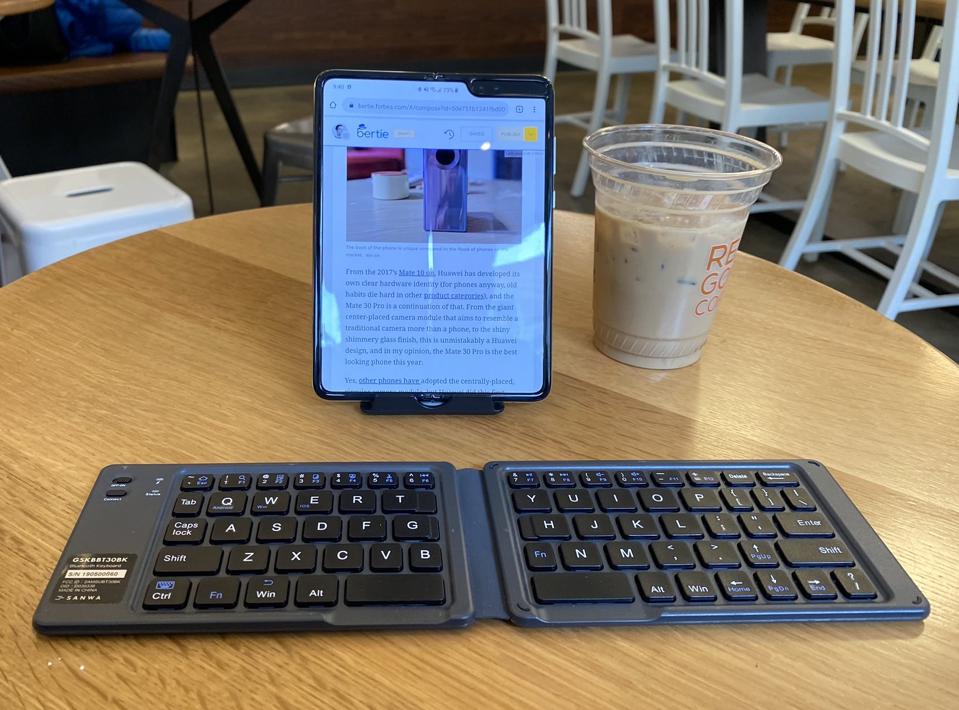 The Galaxy Fold paired with a keyboard becomes a productivity machine.