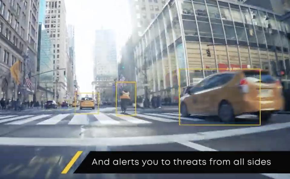 CoPilot 360 senses objects like cars and people and alerts motorcyclists to threats.