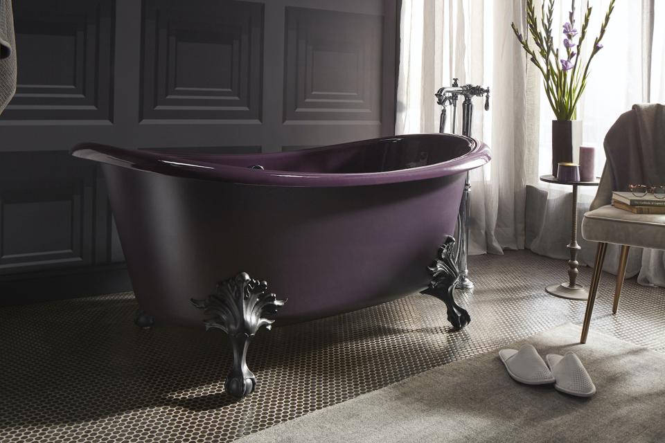 Although tradition in nature, this claw foot tub is available in fashion forward colors.