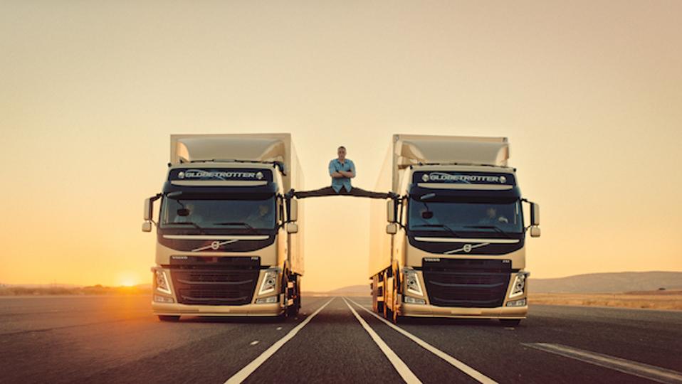 Jean Claude Van Damme in the Volvo viral video demonstrating dynamic steering.