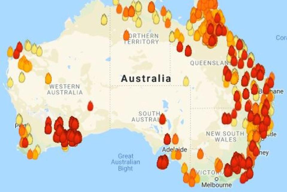 Map Australia Fires