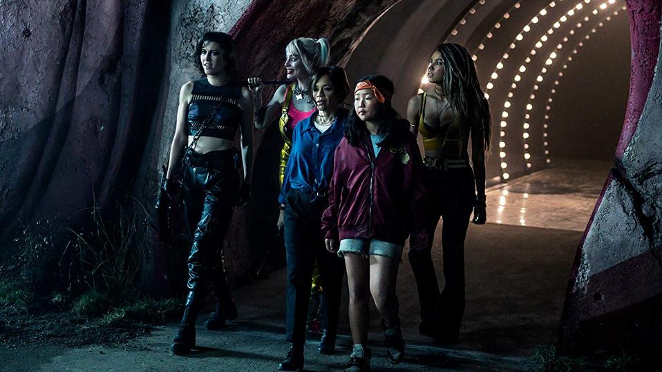 Rosie Perez, Jurnee Smollett-Bell, Mary Elizabeth Winstead, Margot Robbie, and Ella Jay Basco in DC Films' 'Birds of Prey (And the Fantabulous Emancipation of One Harley Quinn)'