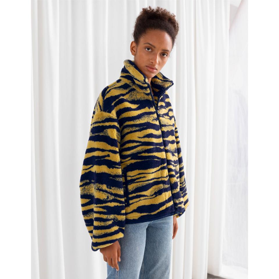 & Other Stories Tiger Print Utility Fleece Jacket