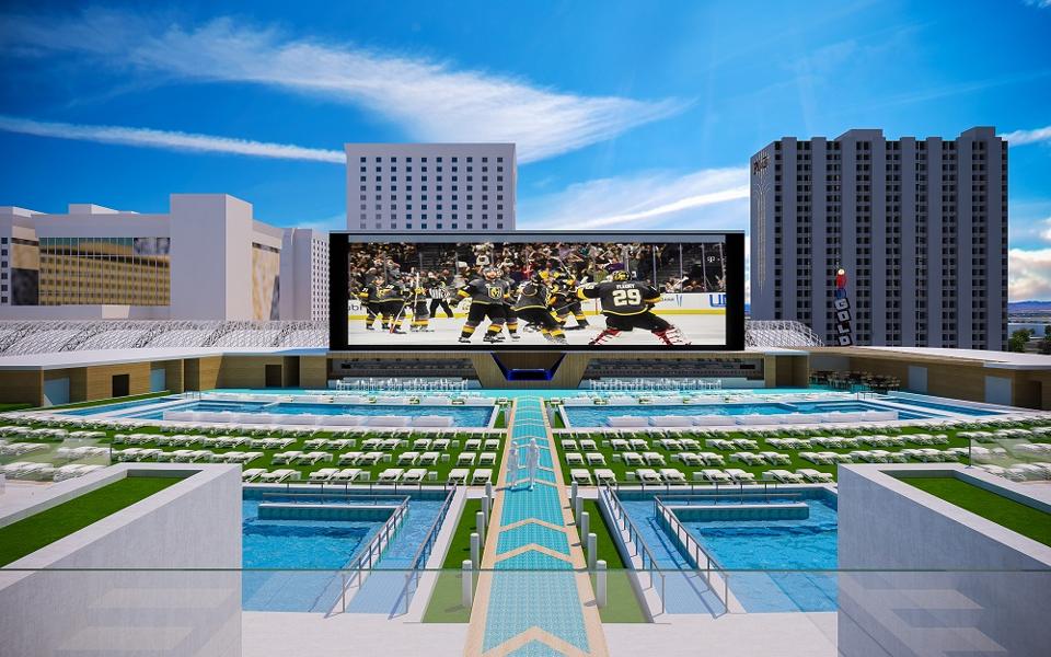 The massive rooftop pool complex is just one highlight of the all-new Circa Las Vegas