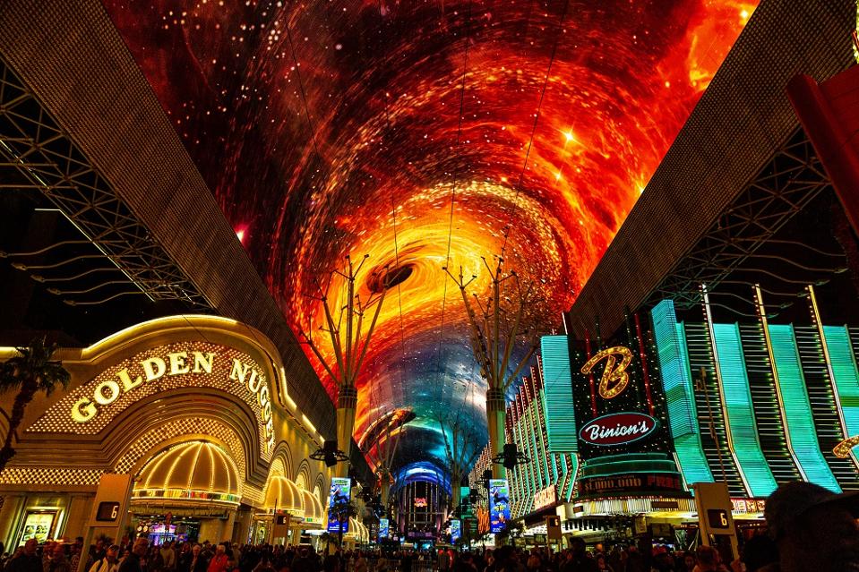 The just upgraded Viva Vision Canopy, a multi-media sensory experience covering Fremont Street.