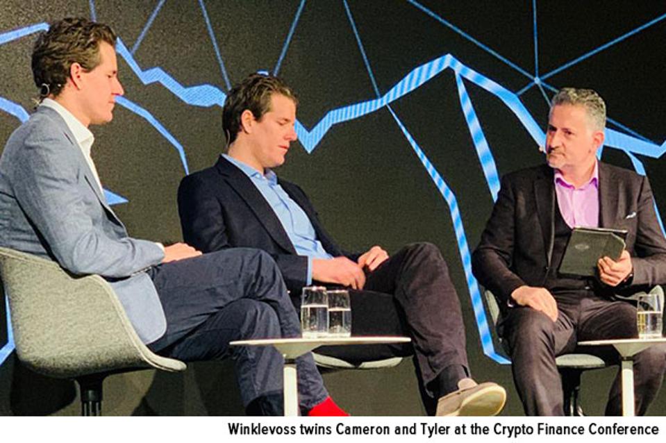 Winklevoss twins Cameron and Tyler at the Crypto Finance Conference January 2020