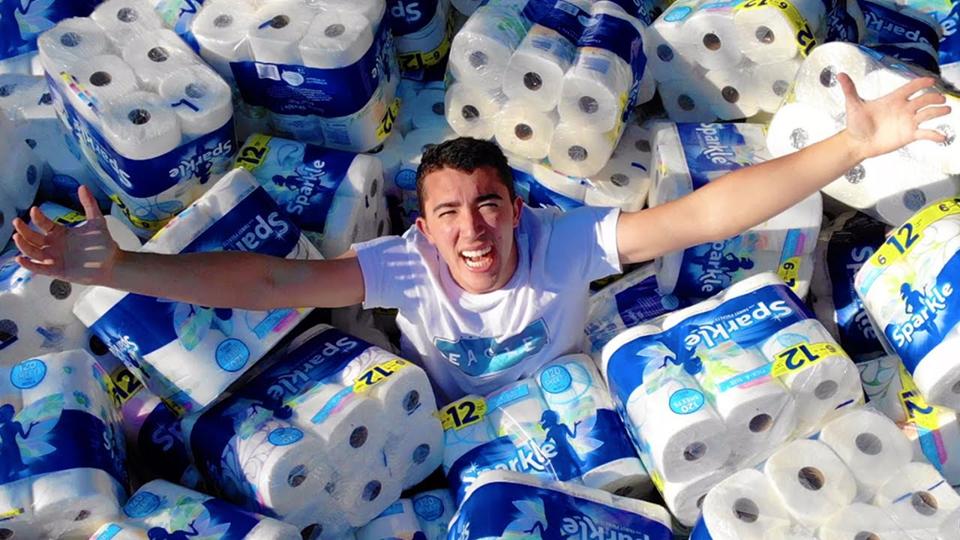 Tyler Oliveira drowns in paper towels