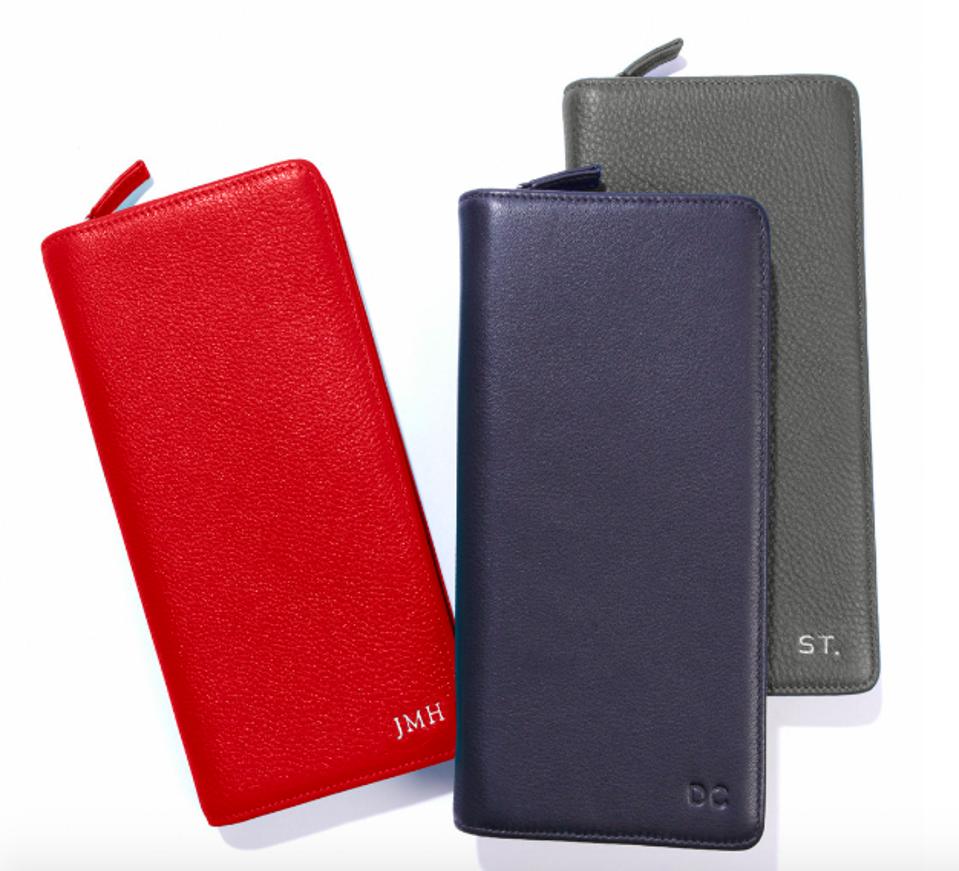 Mark & Graham's mongrammed leather travel wallet