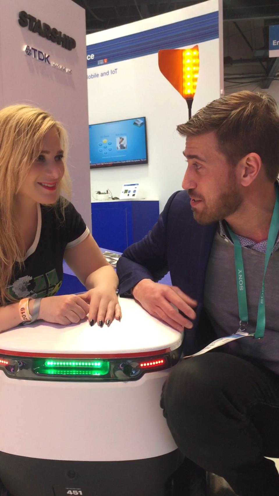 Martine Paris with Starship Technologies' Sean Eckhard