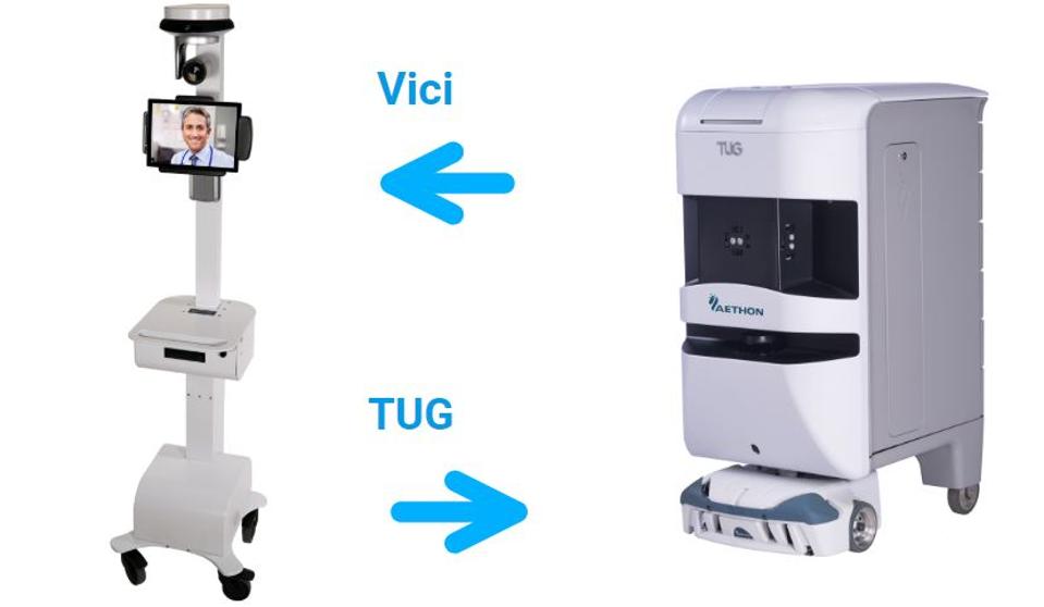 The Vici telehealth device and TUG robot are being used in hospitals across the United States.