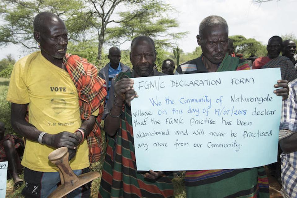 After a UNICEF-supported training in 2018, residents of Naturongole, in Uganda's Moroto district, announced that female genital mutilation would no longer be permitted in their village.