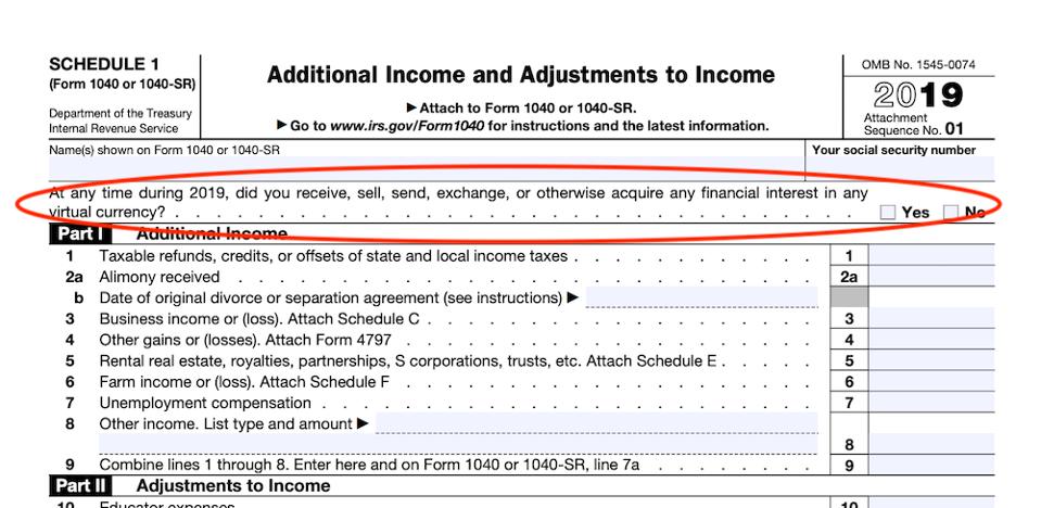 Schedule 1 cryptocurrency question