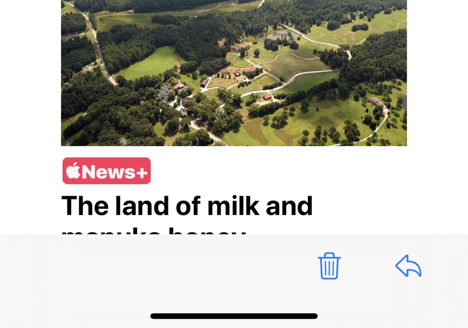 The current Mail toolbar on iPhone