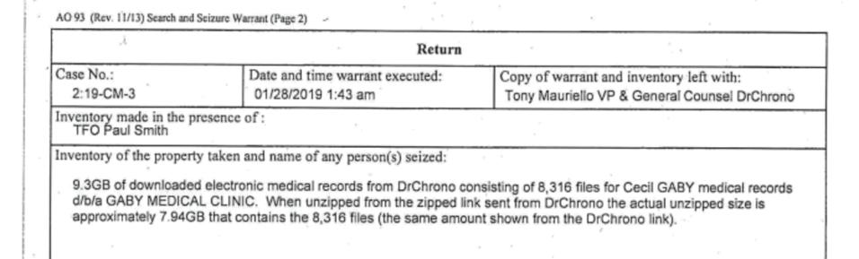 DrChrono gives medical records to the American government.