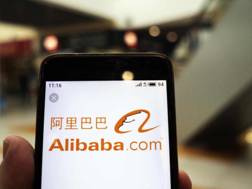In this photo illustration the Alibaba logo is seen...