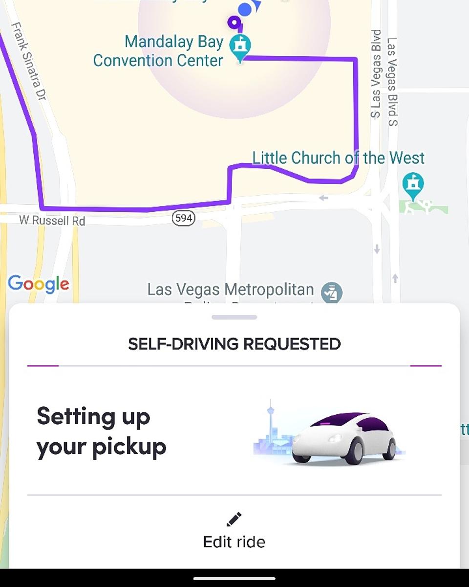 Requesting a ride in one of Aptiv's ″self-driving″ cars in Las Vegas through Lyft