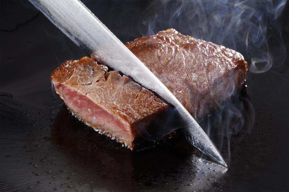 Animal-based piece of Wagyu beef steak.