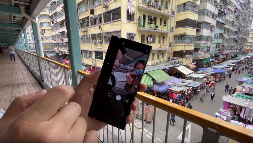 Selfies are taken with the back of the phone.