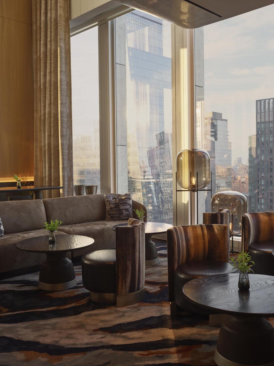 Bar area with view over Manhattan