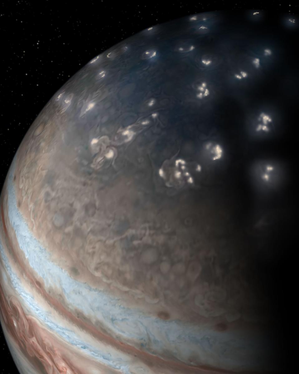 Data from NASA’s Juno mission indicates that most of the lightning activity on Jupiter is near its poles.