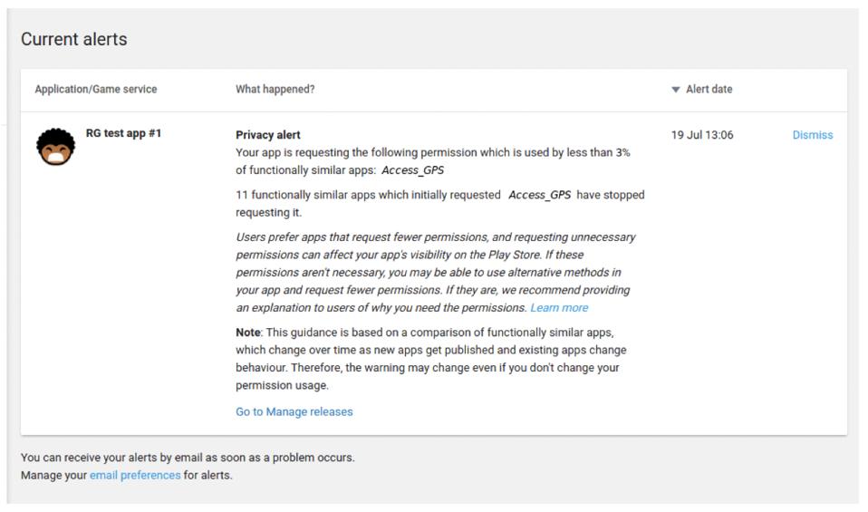 Play Store warning.