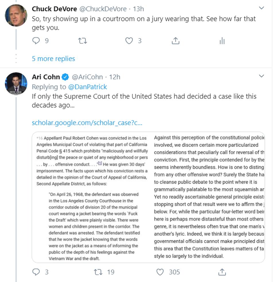 Cohen v. California and viewpoint discrimination.