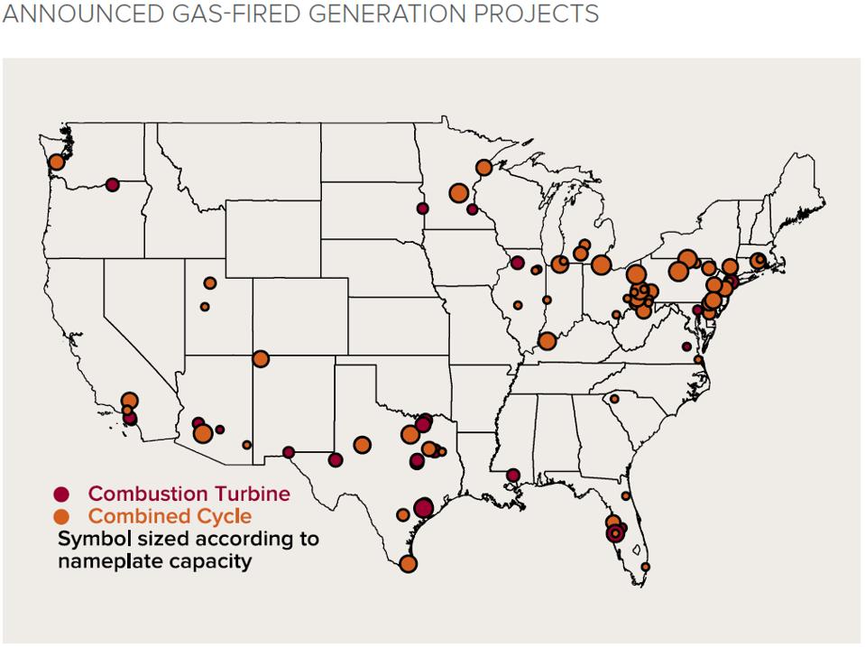 U.S. proposed new gas infrastructure investment 2019-2025