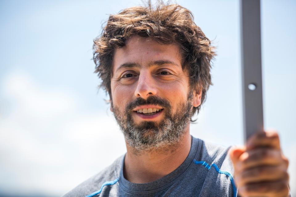 Sergey Brin, co-founder of Google, and Director of Google X and Special Projects, attends an event debuting the new Google self driving car outside the Google X labs in Mountain View, CA. 