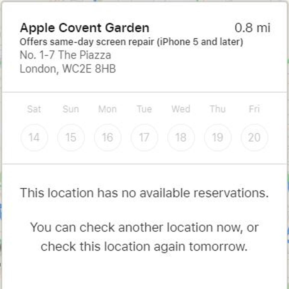 Apple is closing down stores for two weeks which means no repairs will accepted.