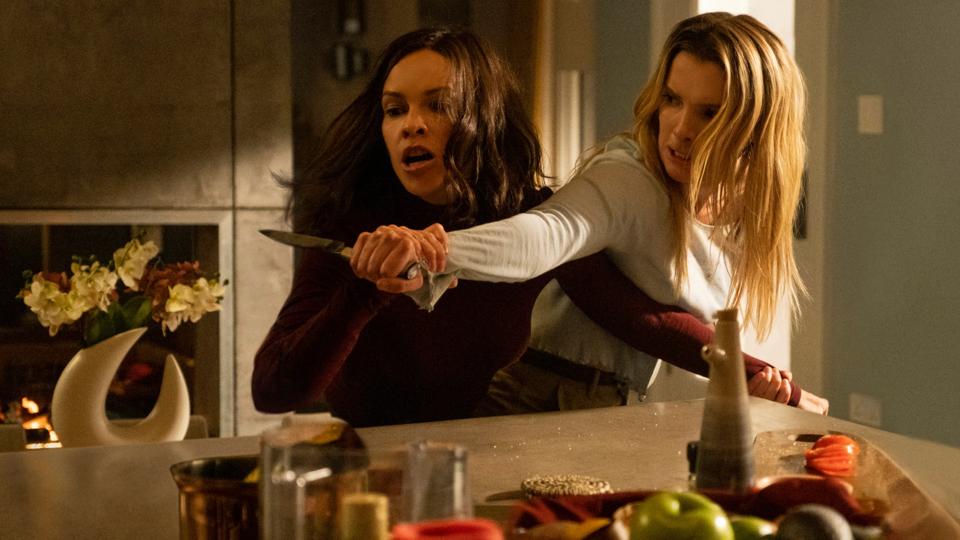 Hillary Swank and Betty Gilpin in Blumhouse's 'The Hunt'