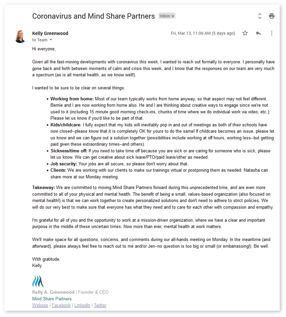 Mental Health Email Template