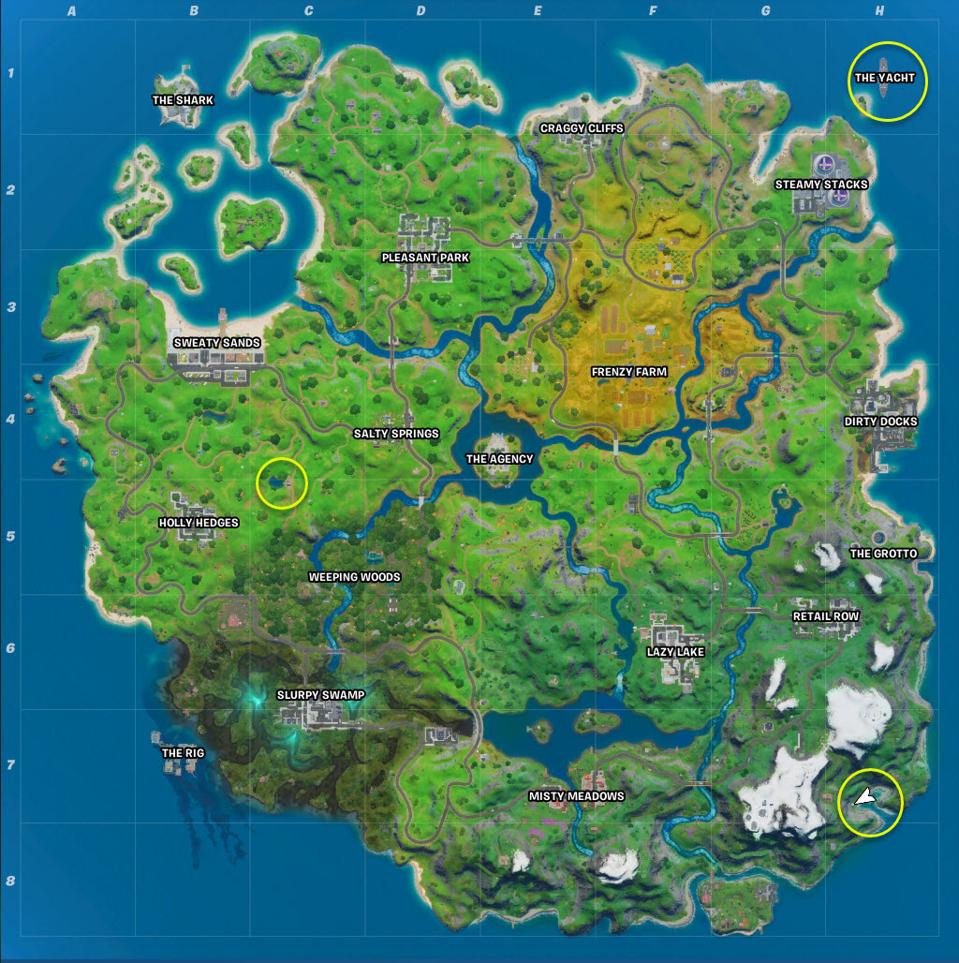 Fortnite Season 2 Week 5 Where To Visit Shipwreck Cove Flopper Pond And The Yacht