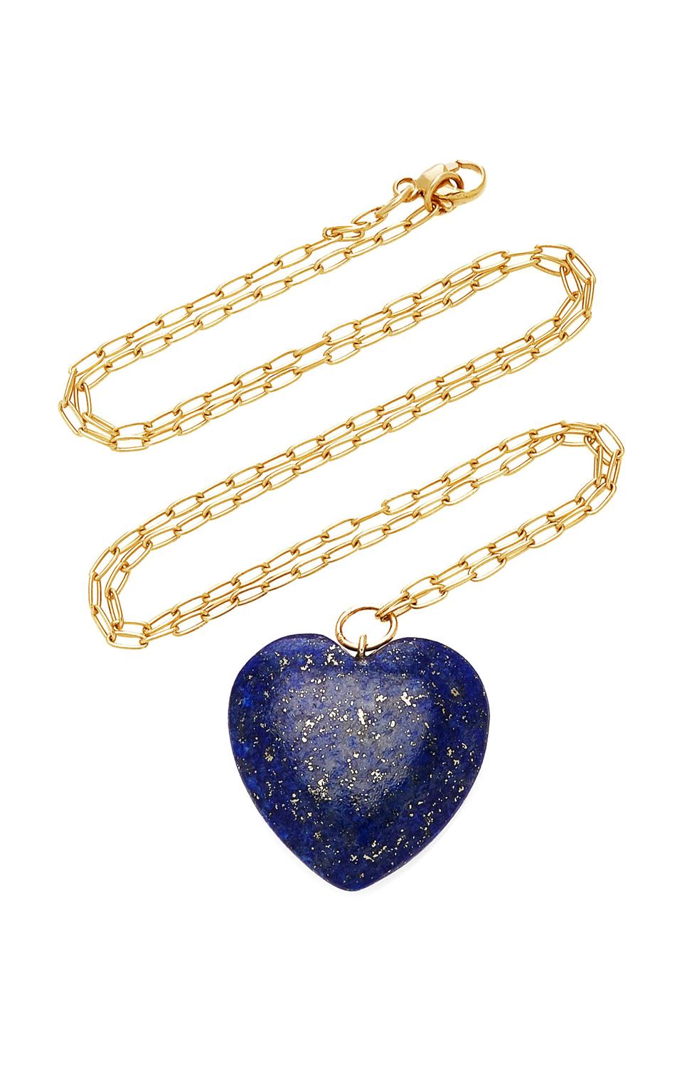 Lapis lazui and 18-karat gold necklace by New York luxury brand Haute Victoire is available online at Moda Operandi