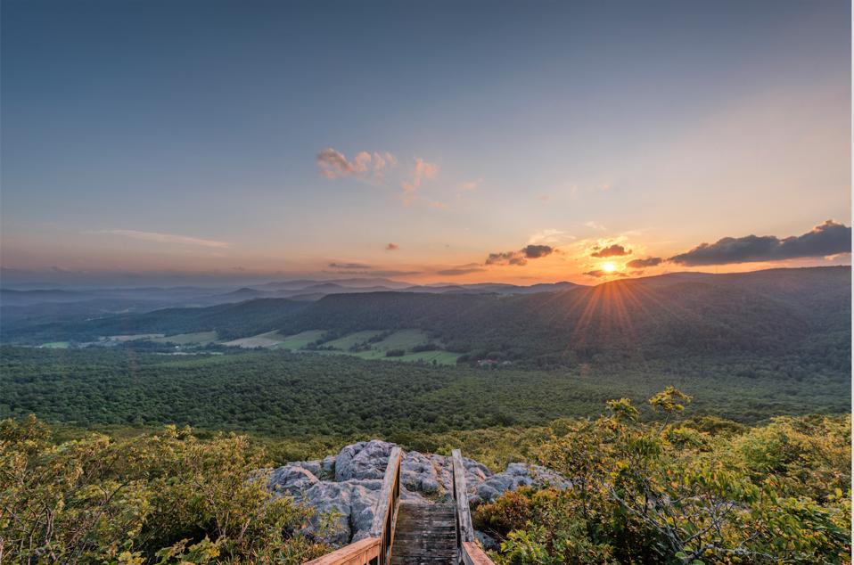 High Mountain in the Appalachian Mountains, Virginia has sunrises, sunsets