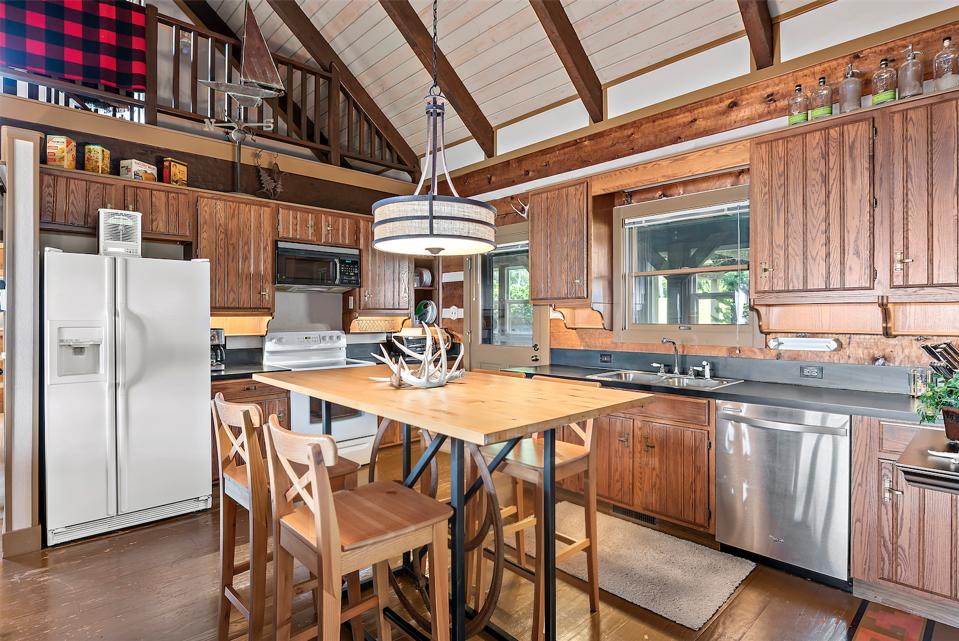 Cabin 3's rustic kitchen