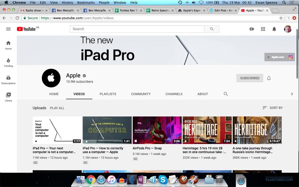Apple's YouTube page