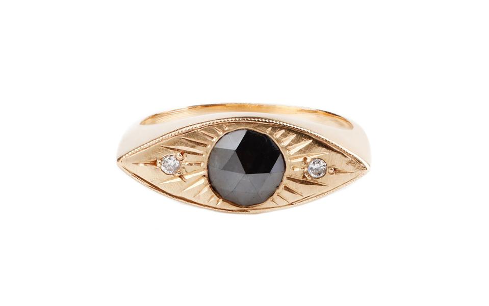 Gold, ring, jewelry, gray diamond