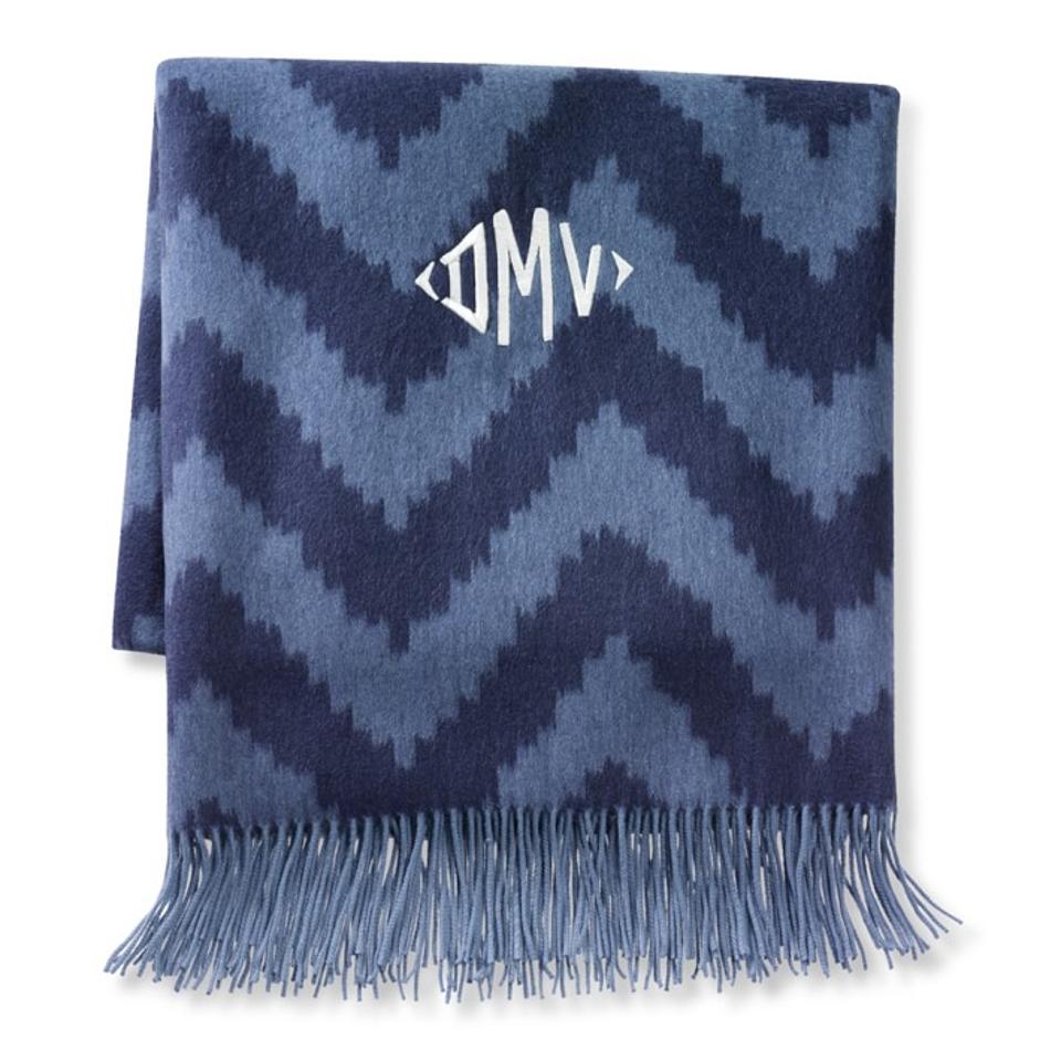 WILLIAM SONOMA Cashmere Chevron Throw with monogram