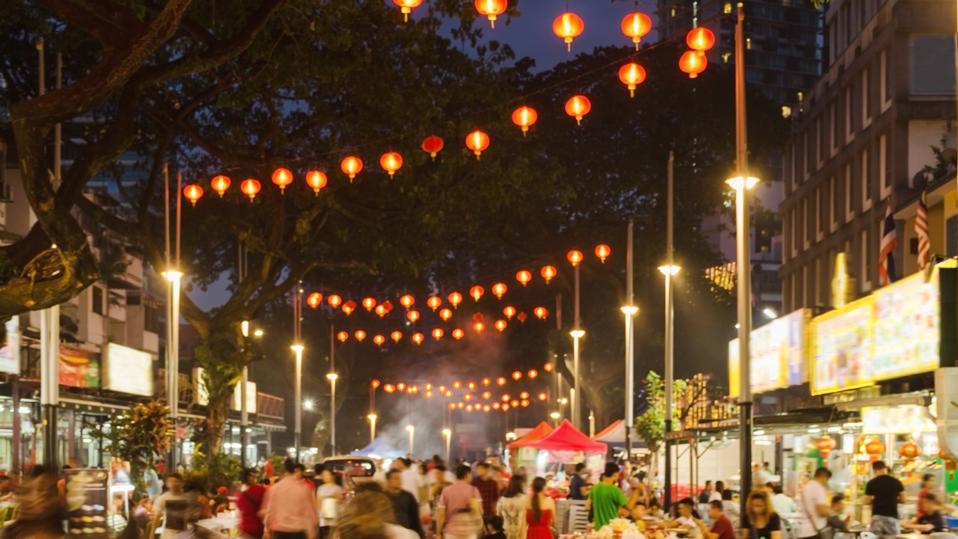 Jalan Alor in nighttime- Food Street in Kuala Lumpur City Center.