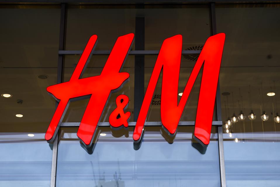 H&M logo is seen at the city center...