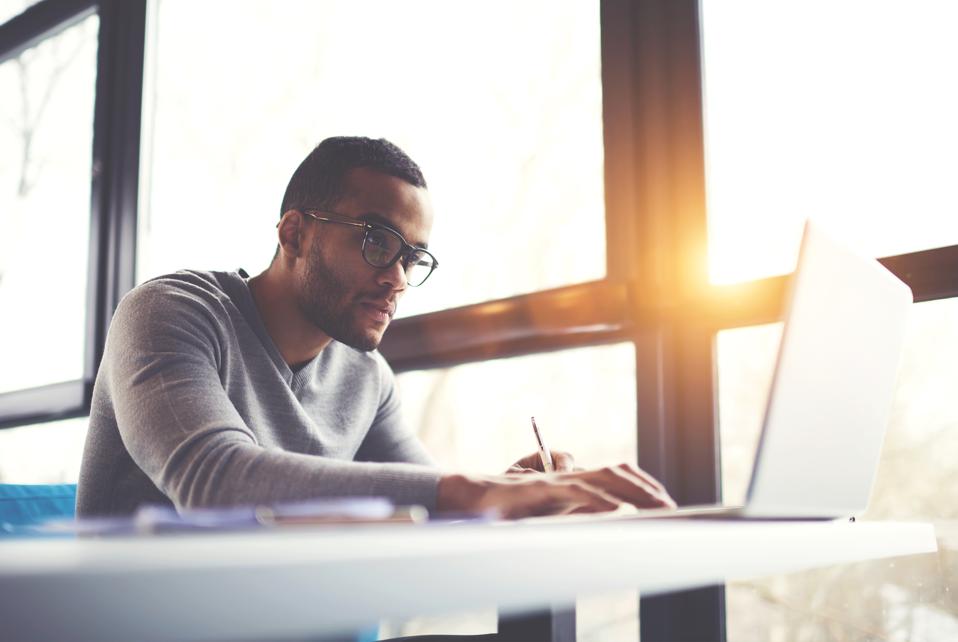 Man works from home during COVID-19 crisis
