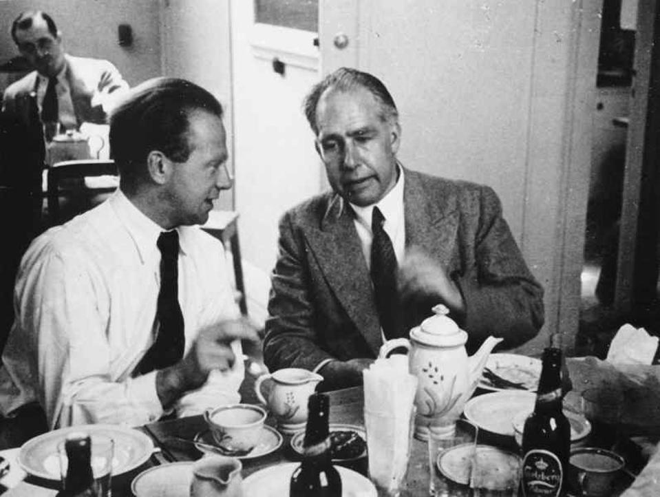 Werner Heisenberg (left) with Niels Bohr at a Conference in Copenhagen in 1934.