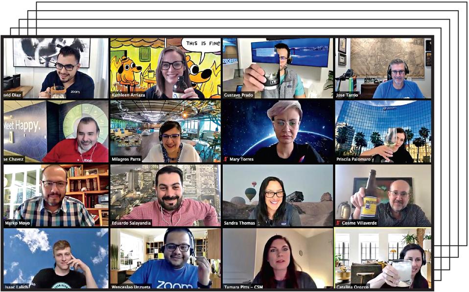 Zoom’s Latin America team enjoys a virtual happy hour.
