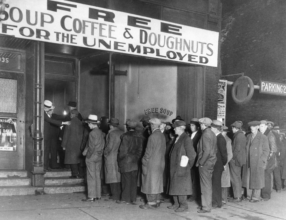In line for the soup kitchen