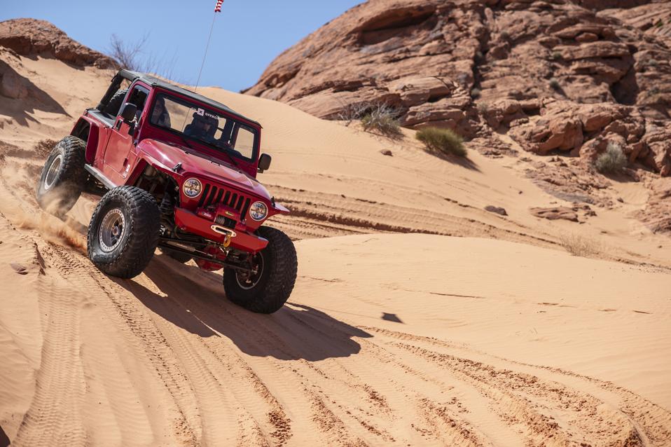 Jeep in Logandale trails, Valley of Fire State Park in Nevada